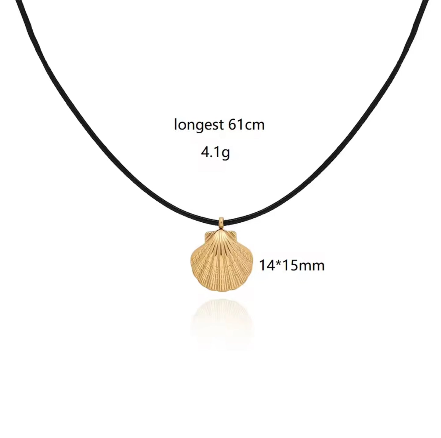Shell Pendant Black Leather Necklace